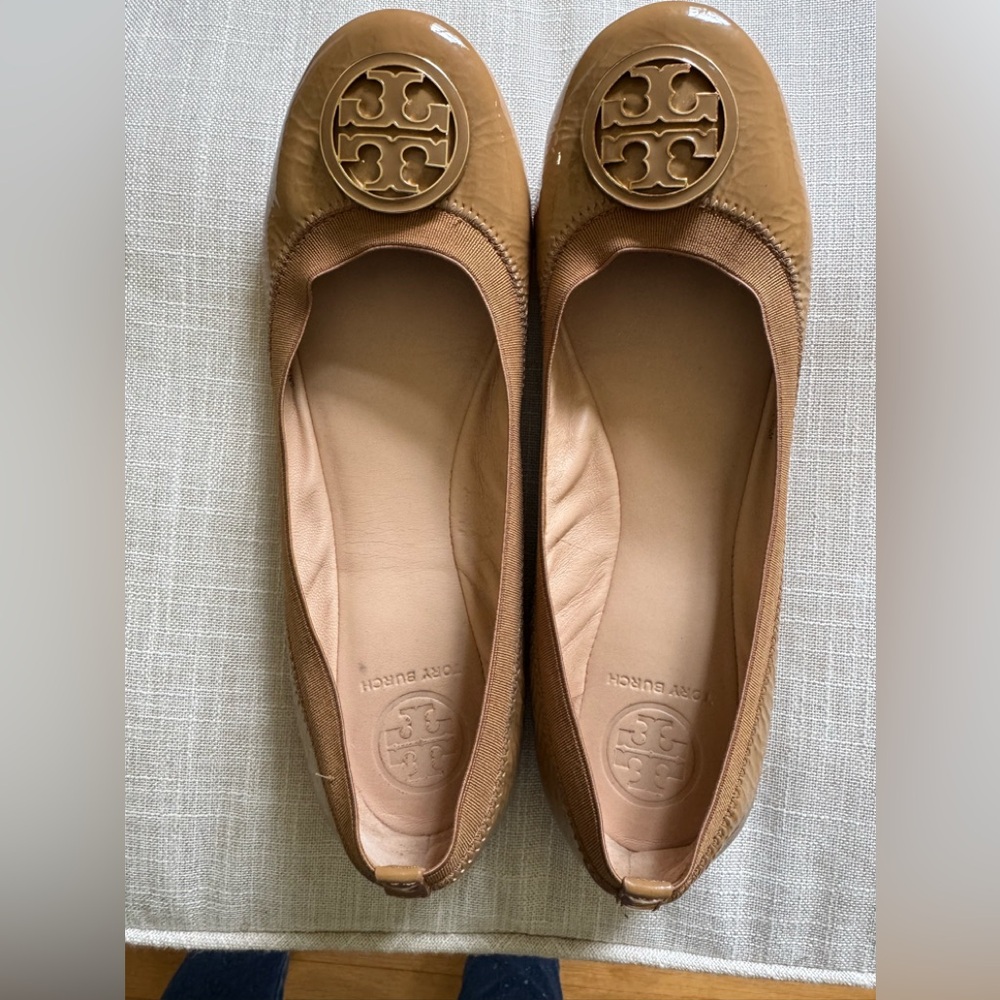 Tory Burch Camel Leather Ballerina Flats 8.5 M
